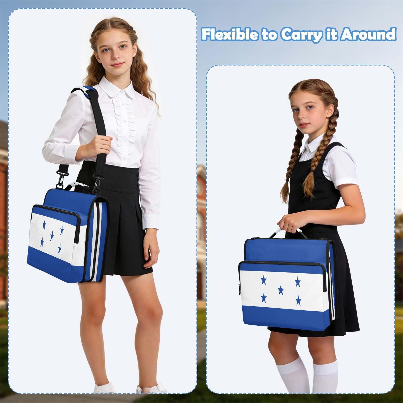 Bolsa de carpeta de 3 anillos con cremallera resistente al agua, organizador de portafolios impreso completo con anillos de 2 pulgadas, se adapta a laptop de 14 pulgadas para la escuela y la oficina