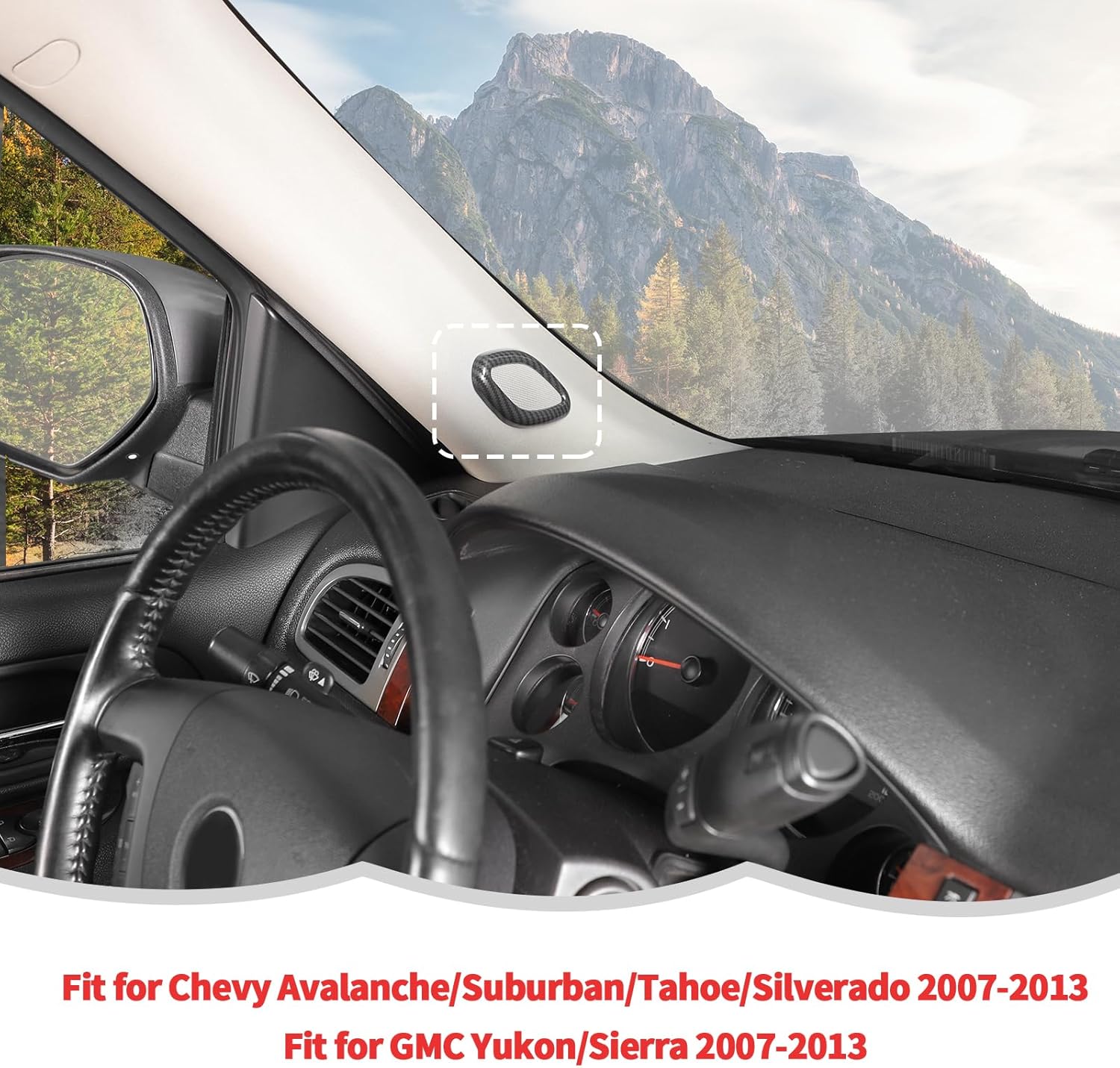 RT-TCZ A Pillar Speaker Cover Trim Decoration Interior Accessories for Chevy Avalanche/Suburban/Tahoe 2007-2013,for GMC Yukon/Sierra 2007-2013 (Black Carbon Fiber)