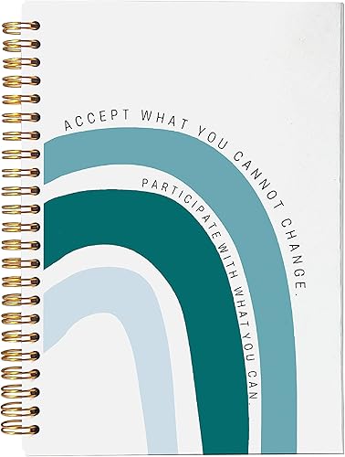 VNWEK Radical Acceptance Mental Health Mindfulness - Cuaderno de espiral azul arcoíris de 5.5 x 8.3 pulgadas, cuaderno de espiral de tapa dura con