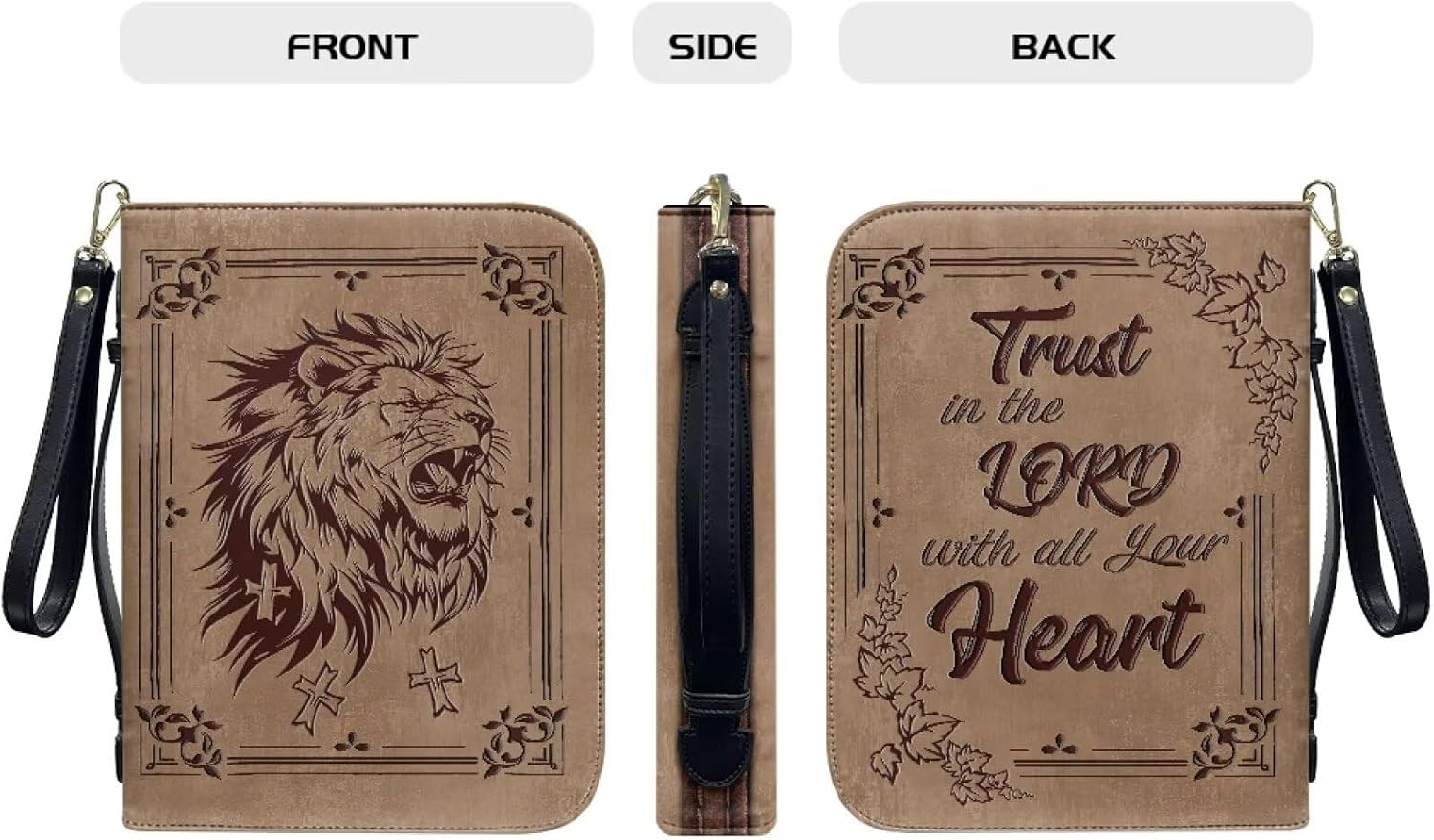 Bible Cover for Women Leather Bible Case with Black Ribbon Personalized Bible Study Supply Carrying Bag Tote