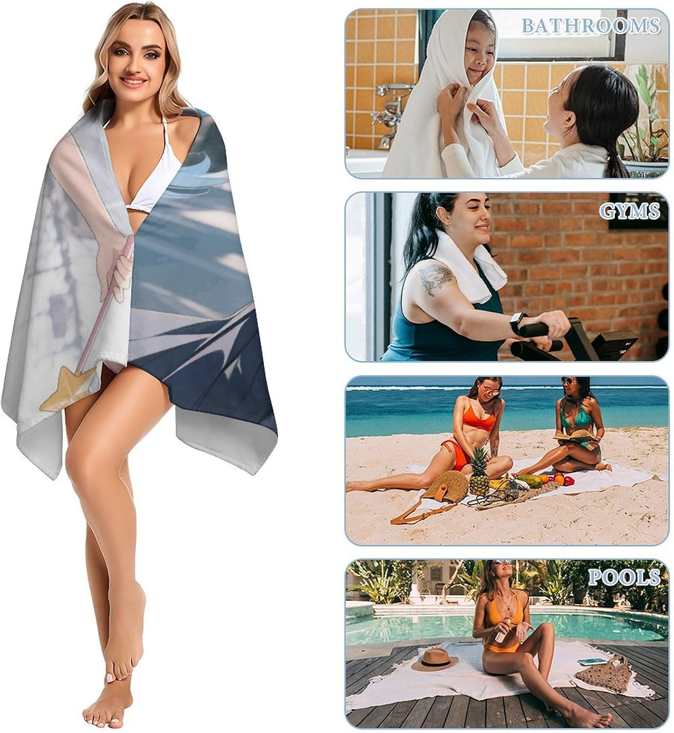 Anime_Girl_Star Large Lightweight Beach Towel 30x60 Inch image 5