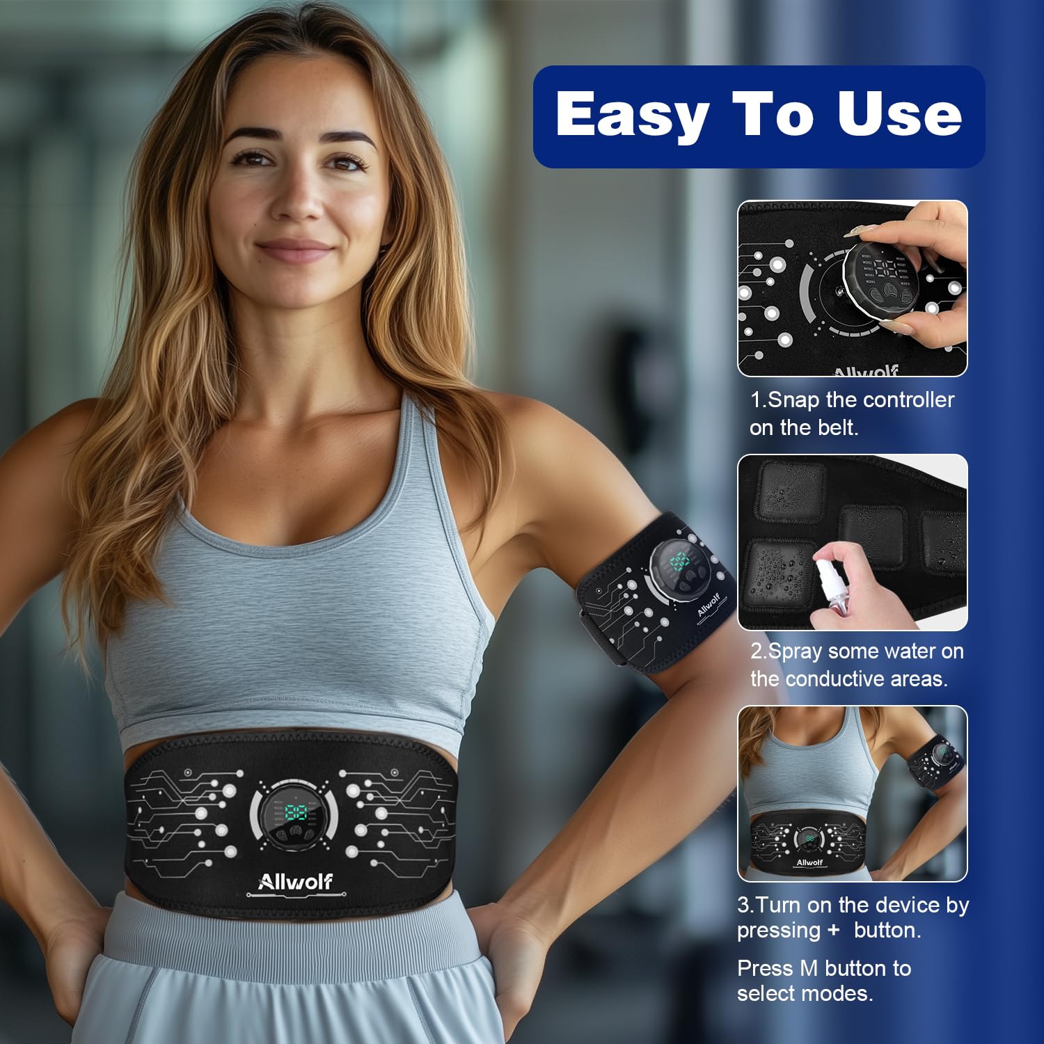 Ab Stimulator Muscle Toner，Abs Muscle Stimulator Abdominal Toning Fitness Belt for Men and Women Black — Amazon image 4