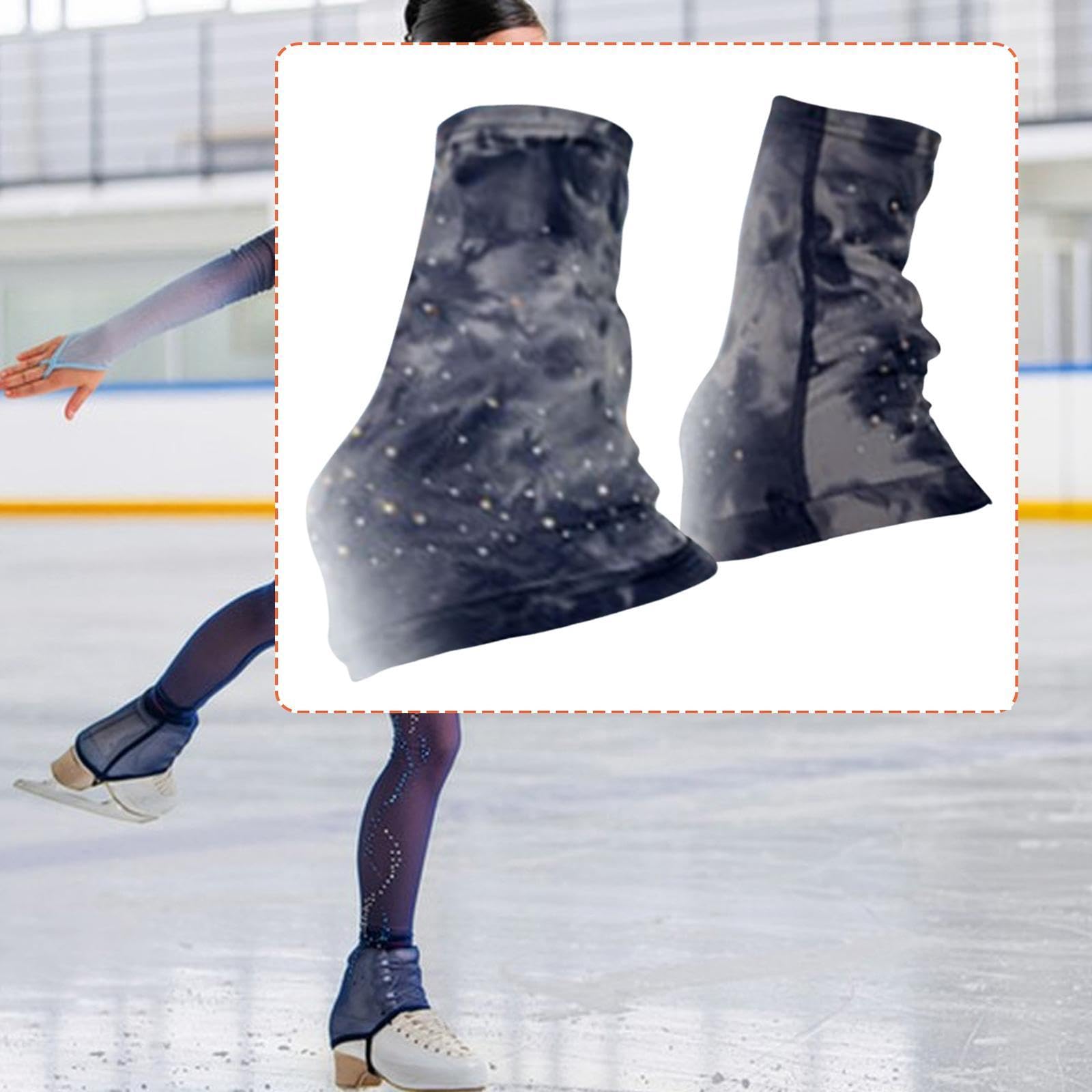 Fenteer Calentadores de piernas para patinaje artístico, accesorios de moda, ligeros, decorativos, protección térmica sobre las botas para mujer.