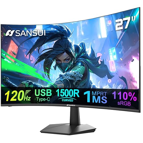 SANSUI 27 Curved 120Hz USB-C Monitor with Speakers