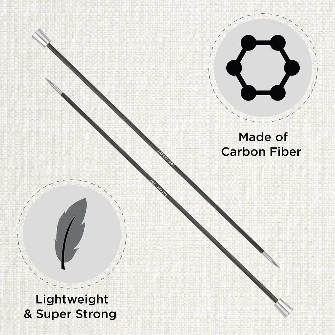 KnitPro Karbonz Single Pointed Needle 14" (35cm) | US Size 3 (3.25mm)