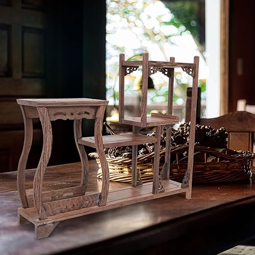 Miniatura 2 de Alipis Soporte de exhibición chino para decoración del hogar, estante de exhibición de madera antigua Curio, jarrón de tetera, base de bonsái,