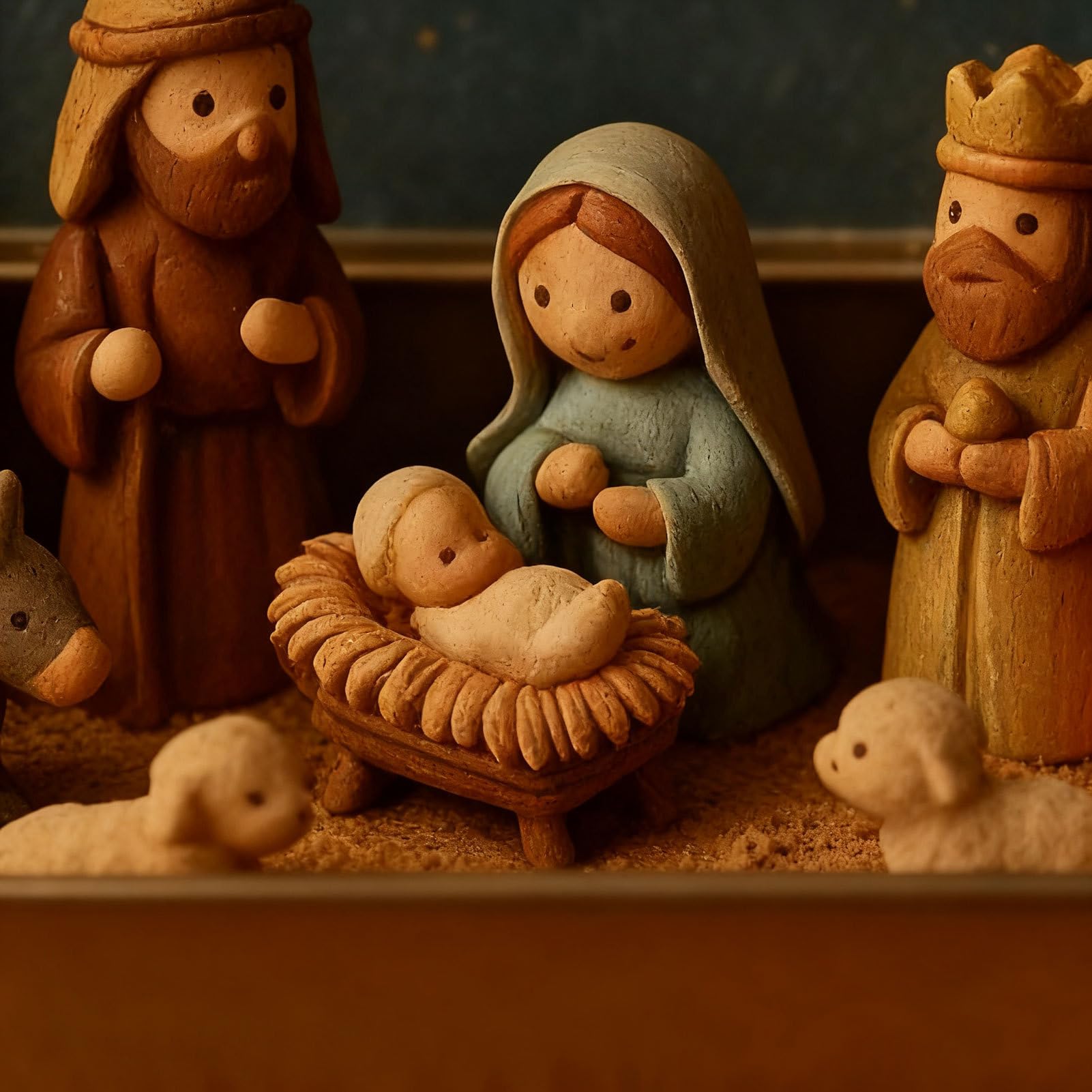 13x2,5x8cm Belen Navideño Decorativo, Figura para Nacimiento De Navidad, Decoración Belén De Navidad, Pequeño Belen En Caja De Lata, Decoración del Nacimiento De Jesús De Tamaño De Bolsillo