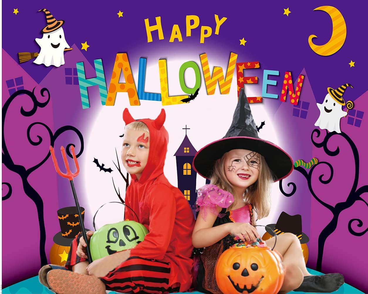 CYLYH 10x8ft Halloween Photography Background Pumpkin Lantern with Old Trees Backdrops Haunted Castle Halloween for Photographic Studio Props D576