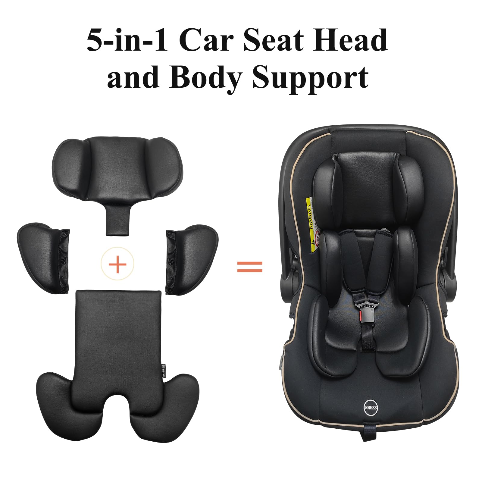 Innokids Soporte de Cuerpo de Cabeza de bebé para recién Nacido, Suave y Acolchado, Soporte Desmontable para Cabeza y Lateral para Asientos de Coche, cochecitos (Negro)