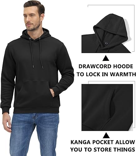 Miniatura 4 de BIYLACLESEN Sudadera con capucha para hombre, con forro polar suave, sudadera con capucha y bolsillos canguro