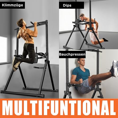 DH FitLife Foldable Power Tower Dip Station for Home Gym Strength Training - 6