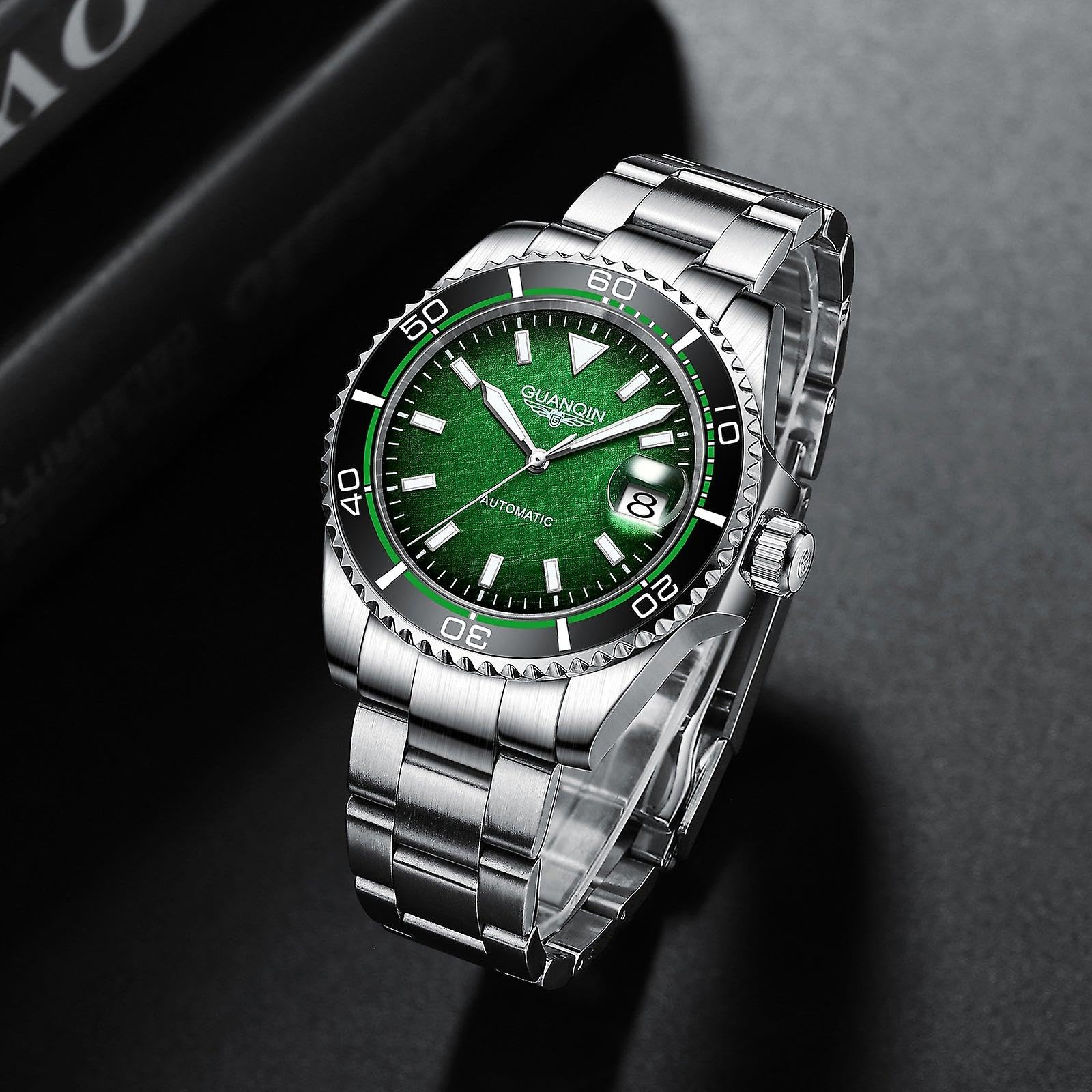 Guanqin Automatische mechanische Uhr Nh35a Herrenuhr Saphir Mode Sportuhr Edelstahl Wasserdicht Leuchtend 2022 Neu
