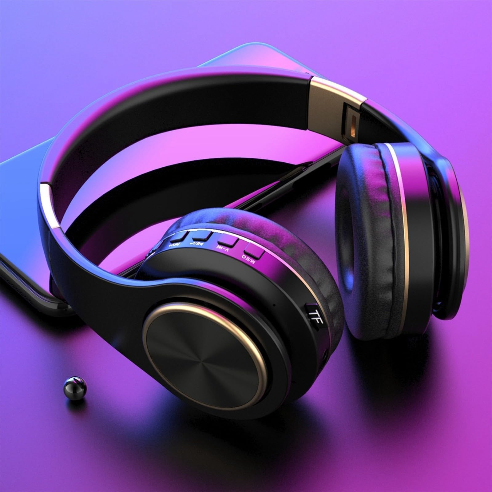 KBTPMTL Bluetooth Headphones Over Ear, Head Mounted Foldable Wireless Headphones, HiFi Stereo Foldable Lightweight Headset, Deep Bass for Home Office Cellphone PC Etc