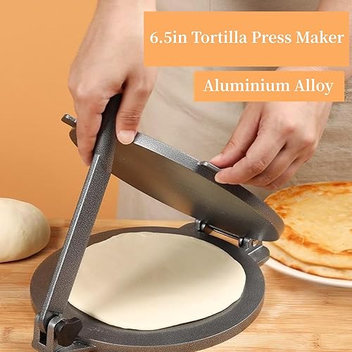 Miniatura 5 de Yosoo Máquina para hacer tortillas, 6.5 pulgadas, máquina de prensa de tortilla de hierro fundido, tortillas de maíz, herramientas de prensado de