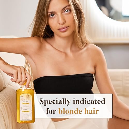 Miniatura 9 de Intea Champú de manzanilla champú prémium para cabello rubio champú iluminador rubio natural sin amoníaco adecuado para cabello rubio natural o