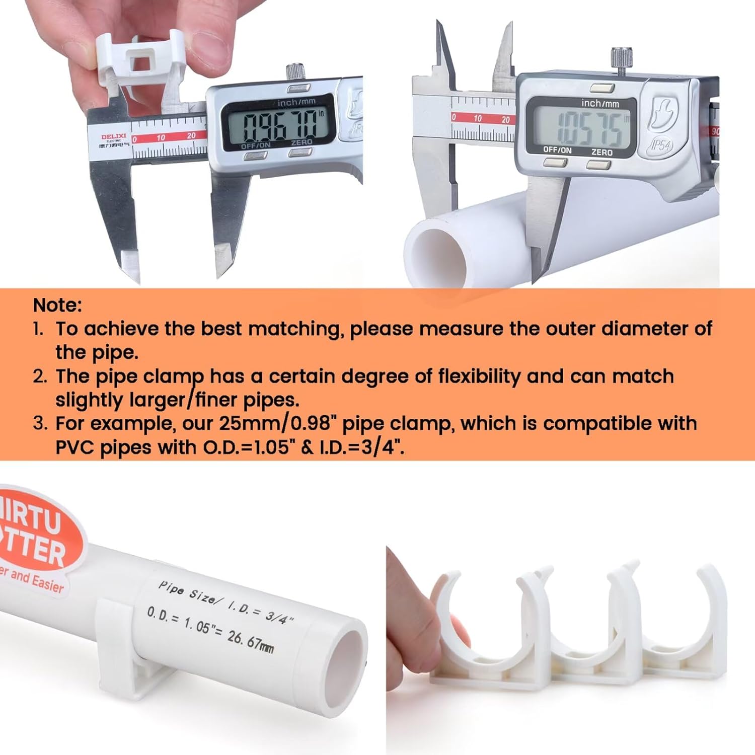 32mm/1.26" (20 PCS) U-Shaped PVC Pipe Clamps (Gray), Hose Hanger Support, High Strength for Home Plumbing, TV Trays, Water Supply, Garden Tubing, PEX, UV Resistant, fit for 1" PVC Pipe Sch40