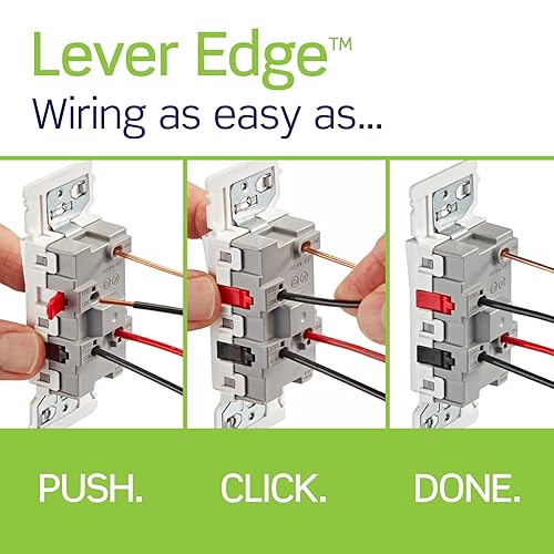 Miniatura 3 de Leviton Lever Edge - Interruptor basculante de 3 vías de 15 amperios, paquete de 10, E5603-MW, color blanco