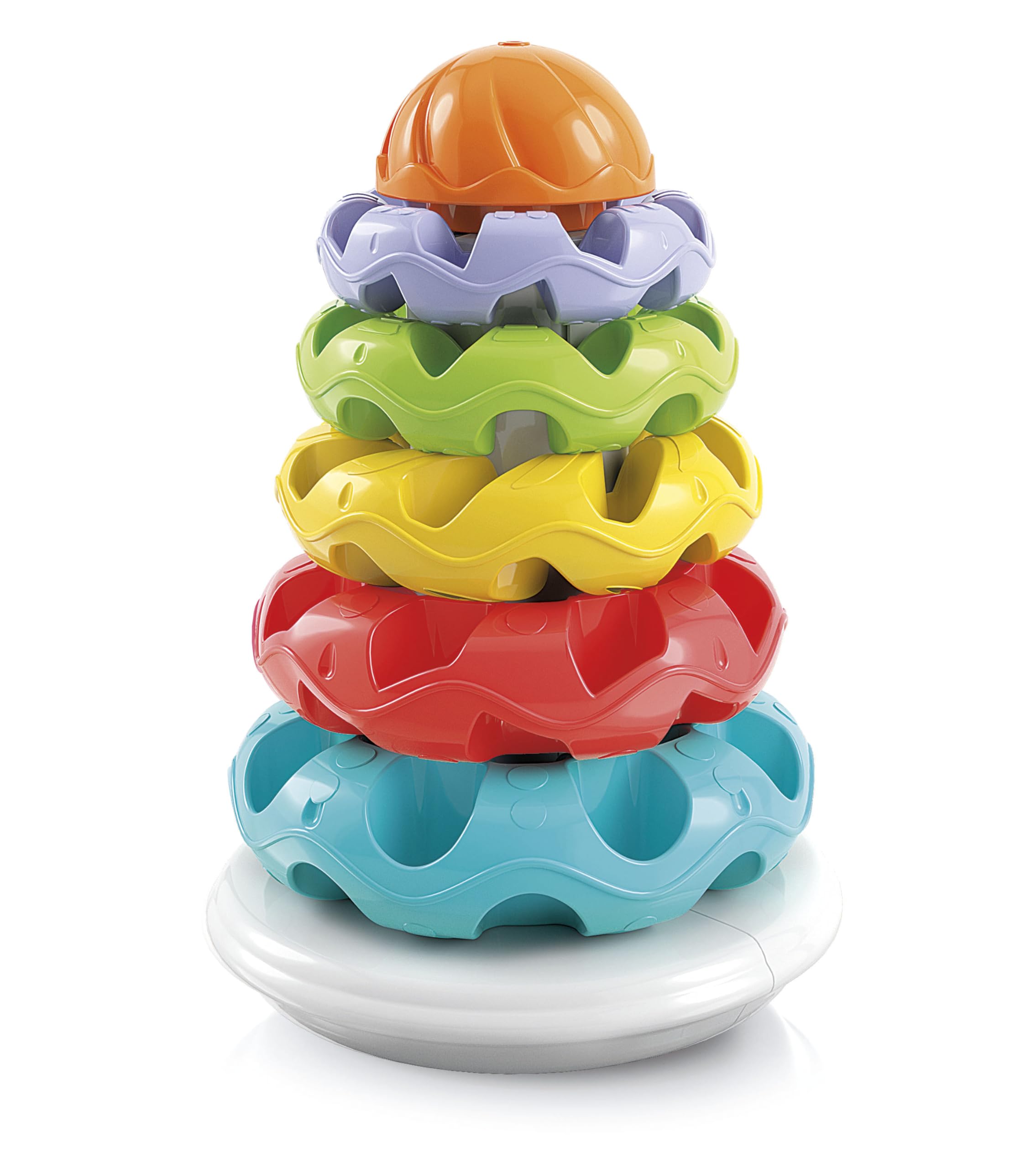 Baby Clementoni - Stacking Rings, Anelli Impilabili, Torre di 5 Anellini, Bambini 6-36 Mesi, Gioco Prima Infanzia Made in Italy, Linea Play For Future, Stimola Manualità e Percezione Visiva, 17103