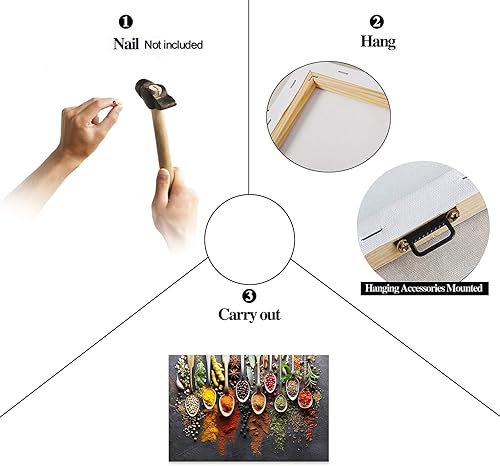 Vista 340 de Arte de decoración de pared para comedor, cocina, cocina, comedor, especias, verduras, cocina, comedor, decoración de pared, pintura artística