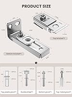 Vista 2 de Kit de Reparación de Herrajes para Puerta Plegable - 1 Paquete Kit de Herrajes para Puerta de Granero de Armario Bi-fold para Riel de 7/8" a 1