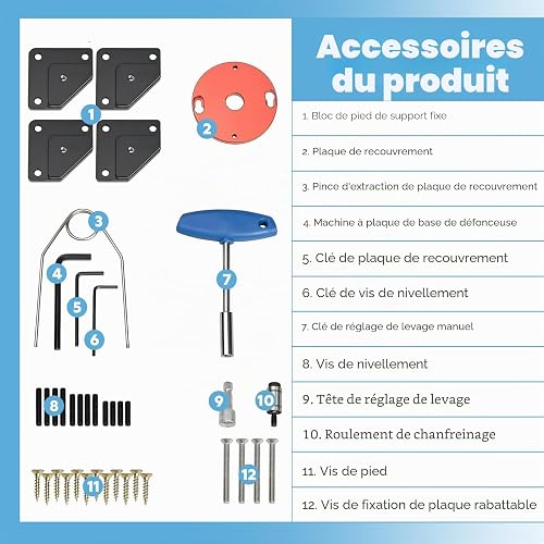 Piastre Inserto Banco Fresa Set,Kit di sollevamento per router,tavola elevatrice per fresatrice,Tabella di sollevamento del router con l'ascensore fisso della base, Adatto per lavorazione del legno - 4