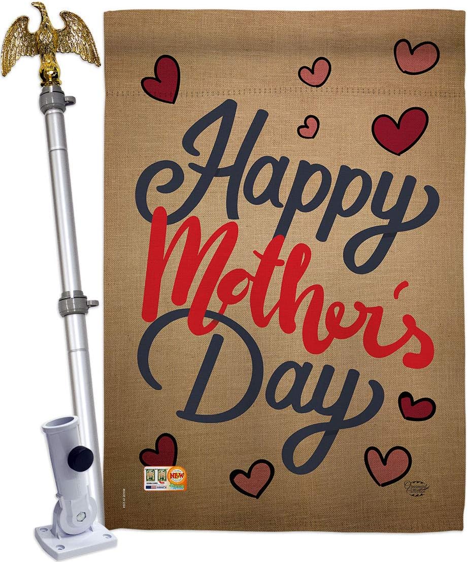 Mother's Day Happy House Flag Family Mom Mama Grandma Love Flowers Parent Sibling Relatives Grandparent Small Decorative Gift Yard Banner Double-Sided Made in USA 28 X 40