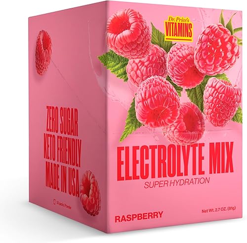 Dr Prices Vitamins Mezcla de electrolitos Fórmula de súperhidratación  oligoelementos Sabor a frambuesa Paquete de 30 polvos Mezcla de bebidas 30