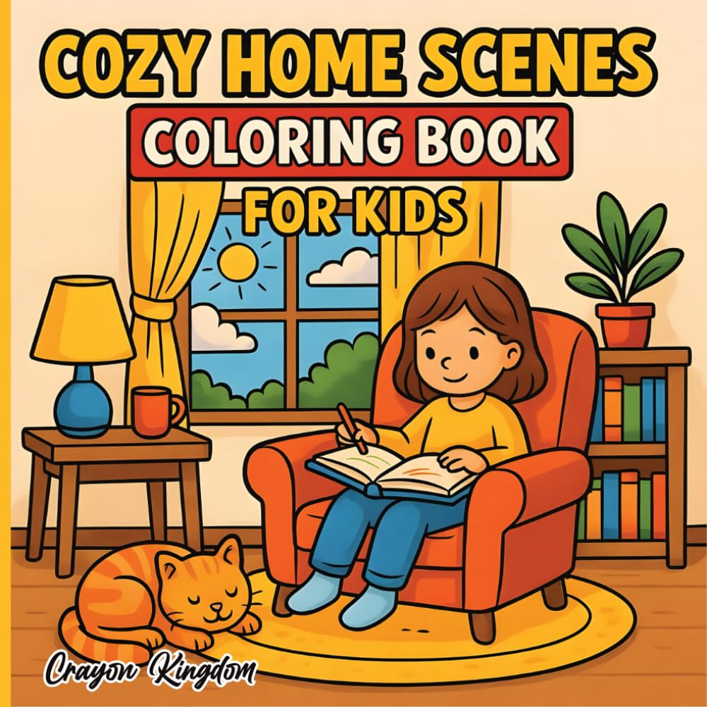 Cozy Home Scenes Coloring Book for Kids: Relaxing and Fun Coloring Pages of Cozy Home Moments for Boys and Girls Ages 4–8