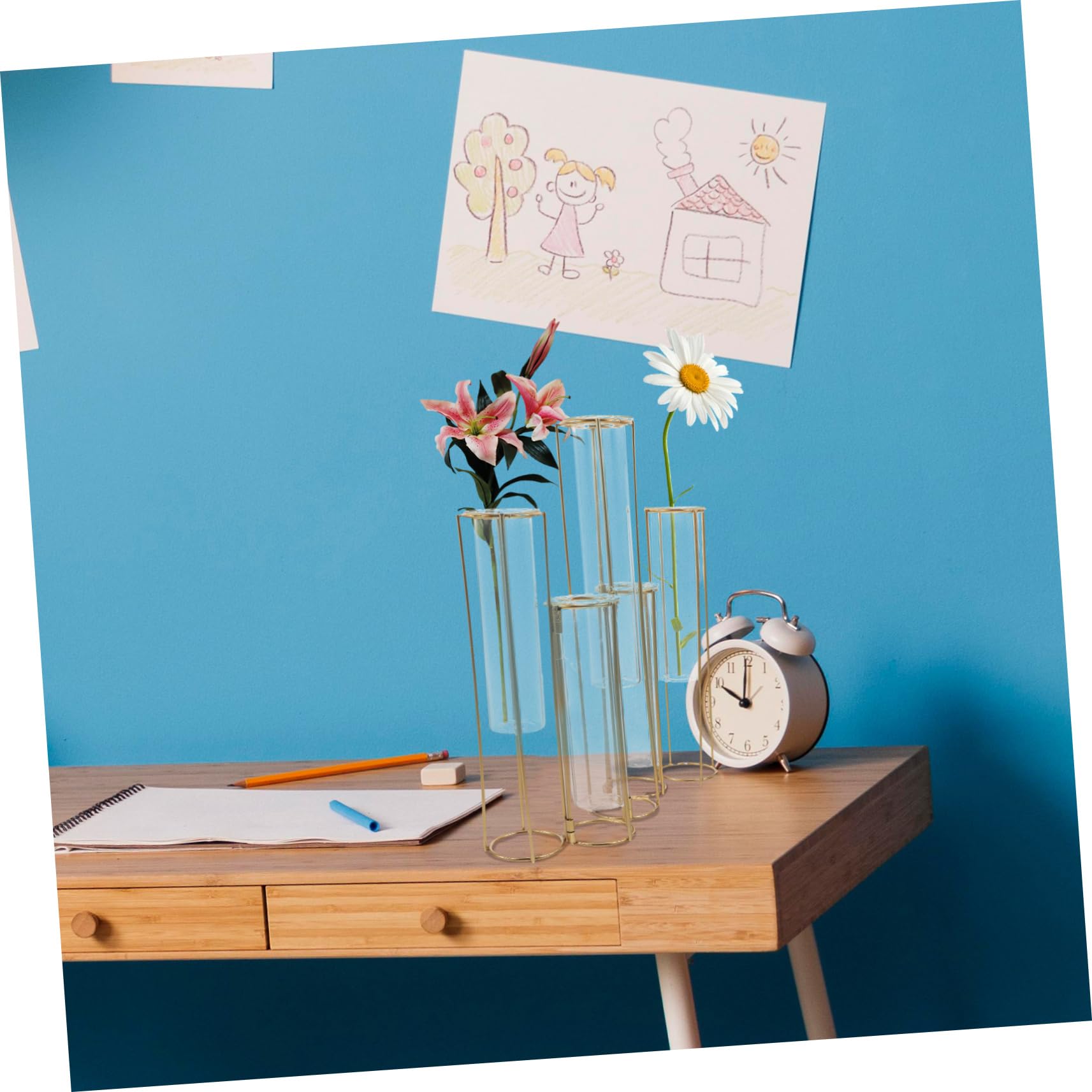 MAGICLULU Vase Hydroponique Verre avec Support Métallique Tubes De Propagation pour Plantes Décoration De Maison Et Bureau