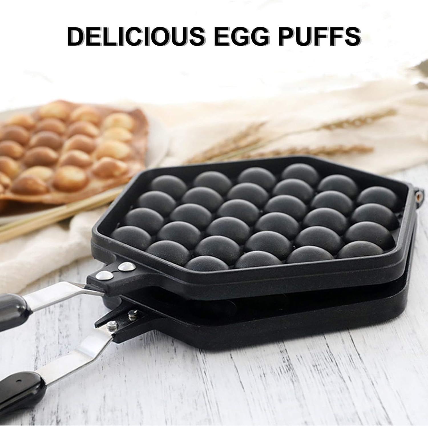 Egg Waffle Maker Cake Maker with Silicone Brush for Home, kitchen, DIY,Bakeware and etc,DIY Bubble Waffle Maker,Non-Stick
