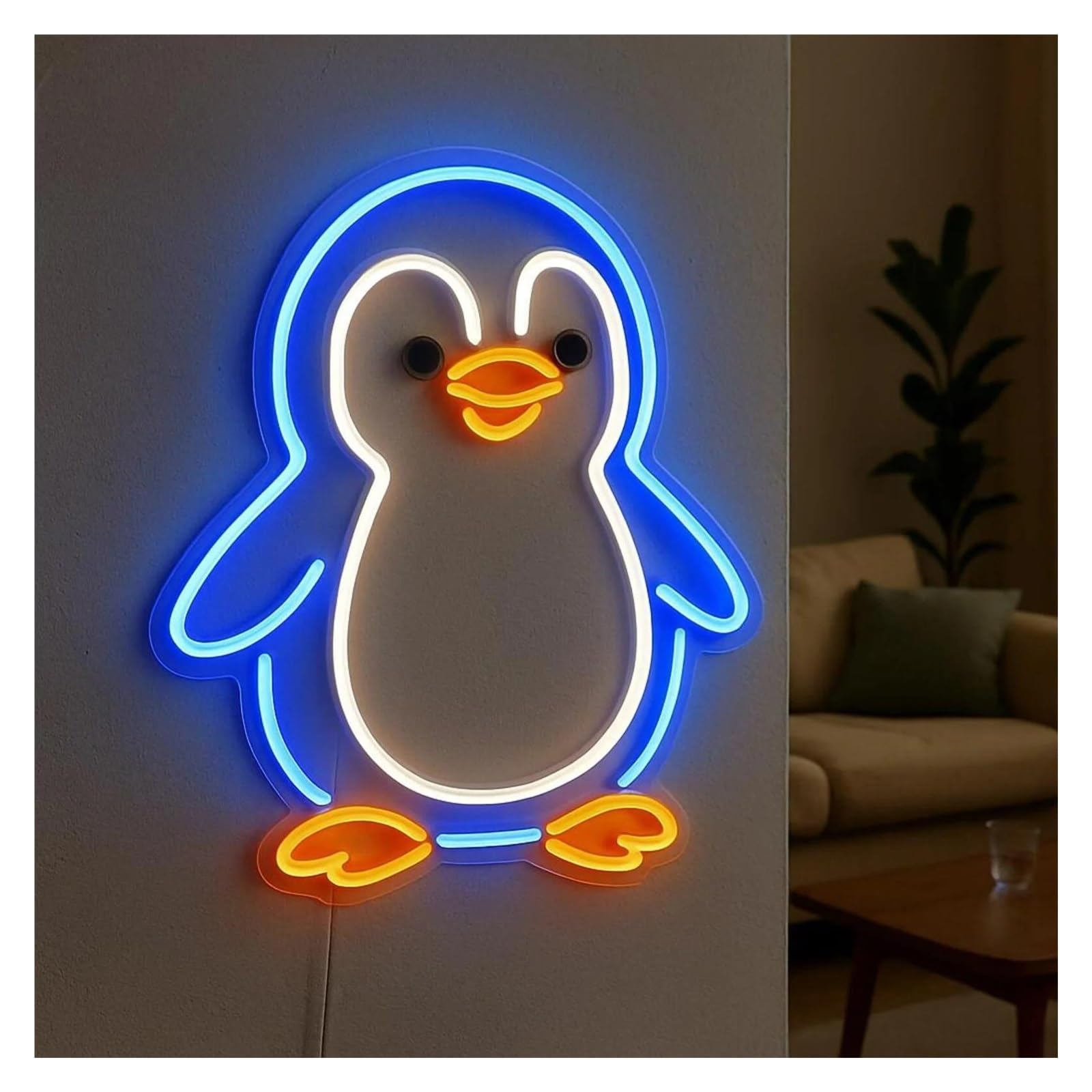 Wiszące neony artystyczne Neon Z Pingwinem, Zwierzęciem, Motywem Przewodnim, Akwarium, Dekoracja Ścienna Do Pokoju Dziecięcego, Lampka Nocna, 43cm