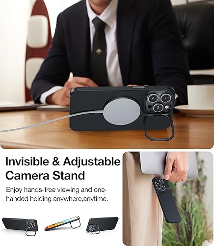 Miniatura 5 de TORRAS Funda magnética de ajuste delgado para iPhone 15 Pro, compatible con MagSafe, soporte de anillo de cámara, funda ultradelgada y antihuellas,