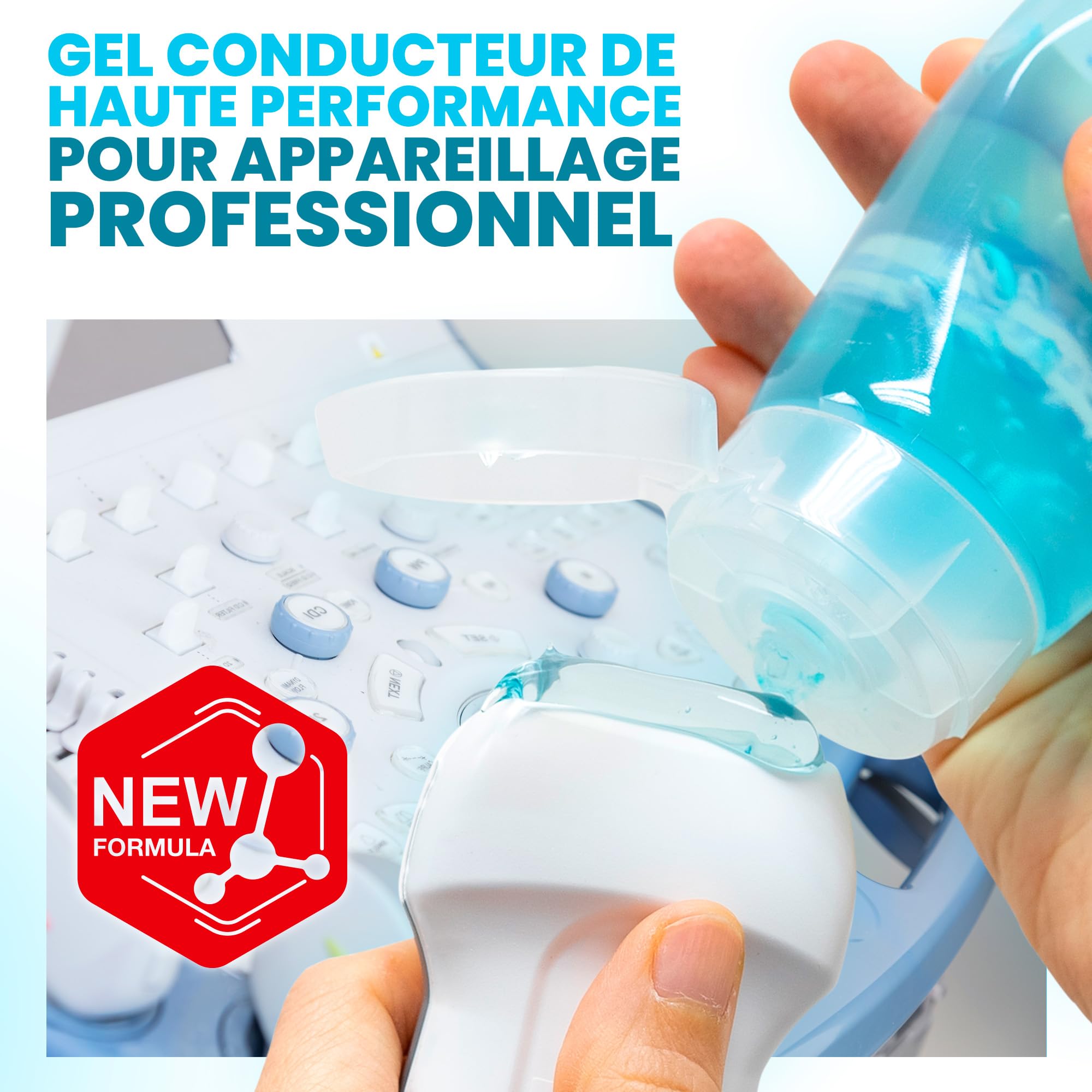 Gel Conducteur Professionnel : Radiofréquence, Electrostimulateur Musculaire, Ultrasons, Électrodes, Cavitation, Epilateur Lumiere Pulsee, Epilateur Laser - 500 ml