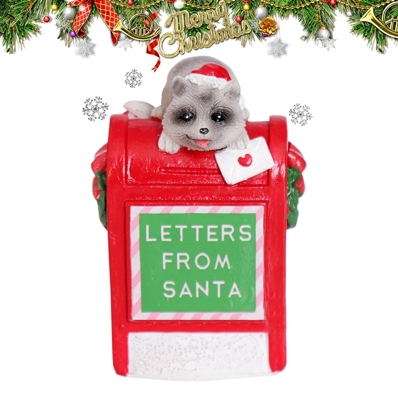 Demsyeq Buzón de Navidad, decoración de buzón de Papá Noel, adornos de letras a Papá Noel, figuras coleccionables, accesorios de pueblo de Navidad para festivales de Navidad