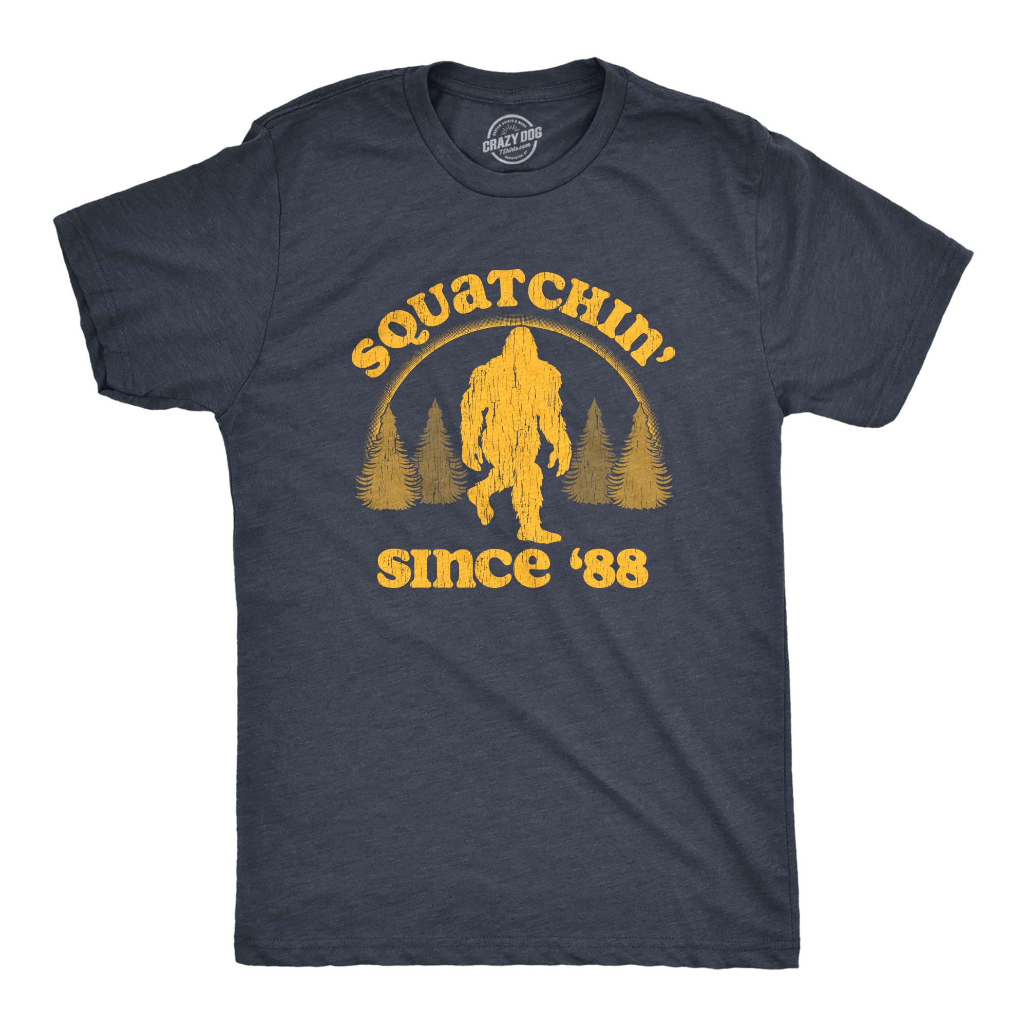 Crazy Dog T-ShirtsMen's Squatchin Since 88 Funny Retro Sasquatch Bigfoot Novelty T-Shirt For Boys