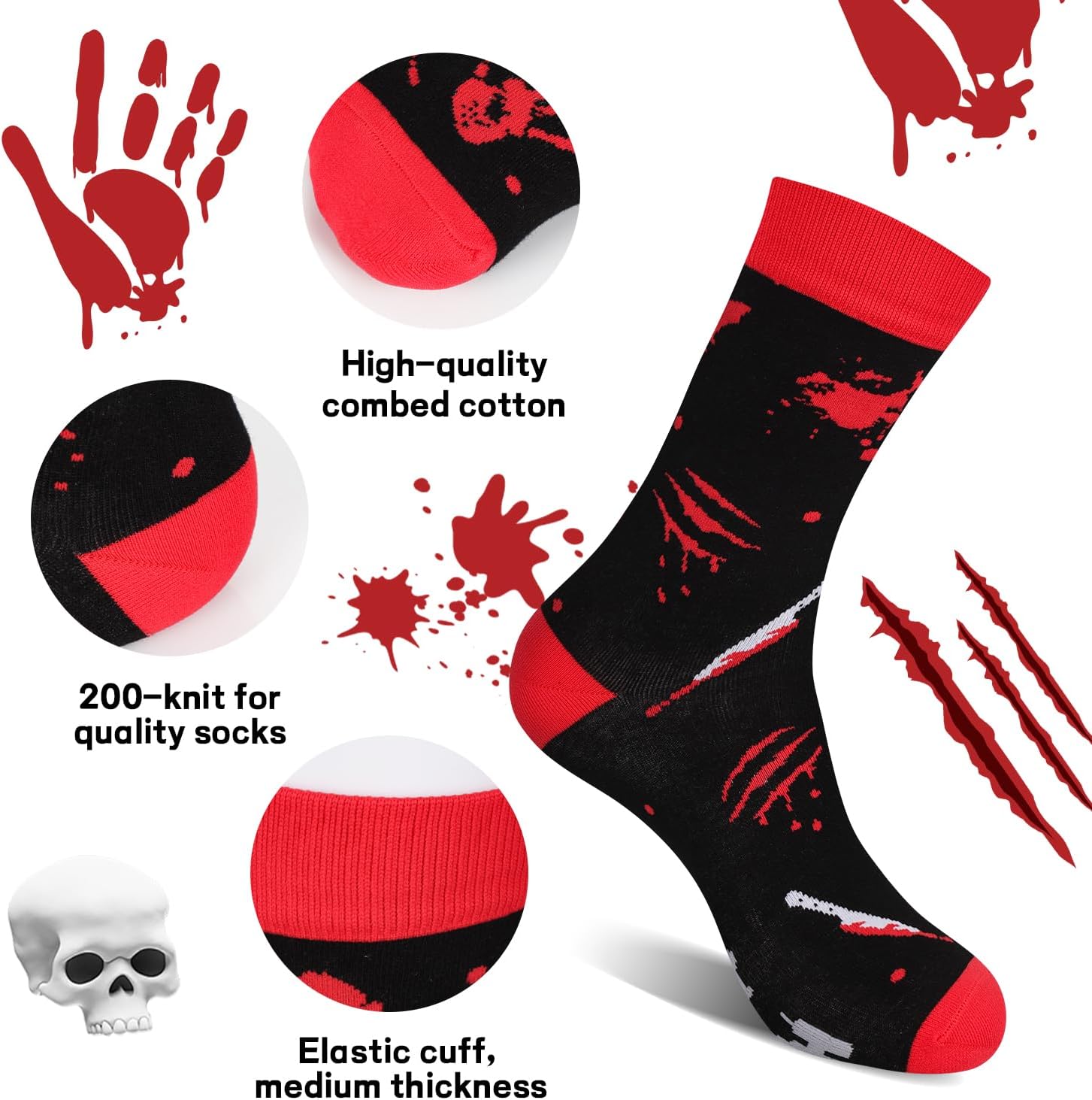 Funny Halloween Socks for Men Women Teen Boys- Fun Novelty Crazy Dress Crew Cool Socks - Halloween Gifts Costumes - Image 6