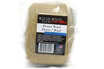 Brass Wool 3.5 Oz Skein/Pad/WAD -by Rogue River Tools. FINE Grade -Made in USA, Pure Brass