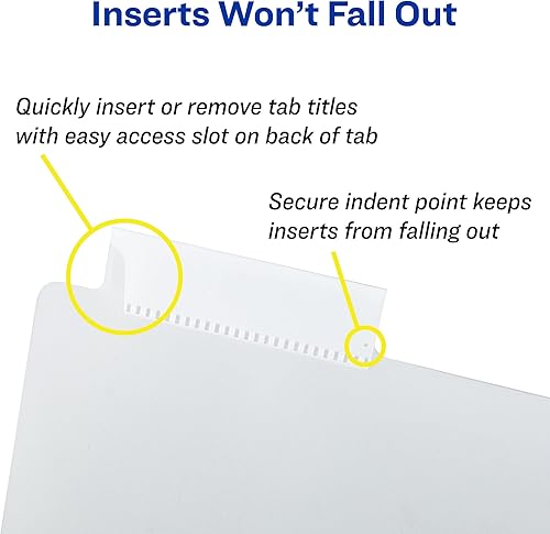 Miniatura 7 de Avery Separadores de carpetas de plástico de 8 pestañas con bolsillos, pestañas grandes transparentes insertables, diseños surtidos, 1 juego (7709)