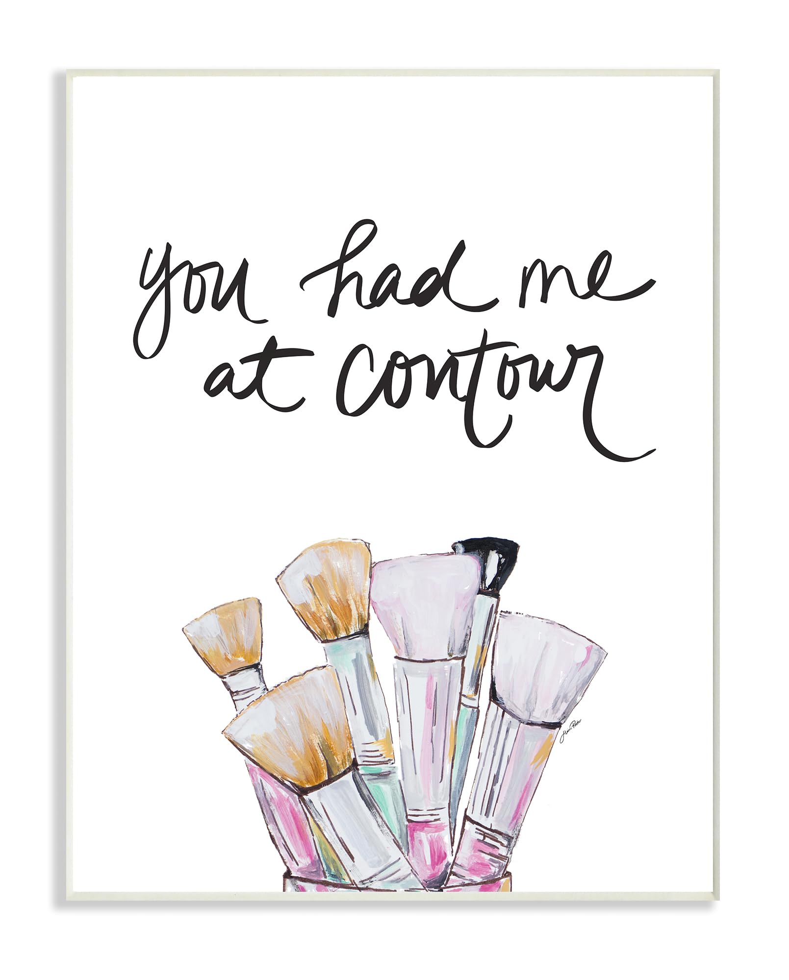 Stupell Industries Contour Makeup Fashion Modern Watercolor Word Design Carteles y Placas, Madera MDF, Multicolor
