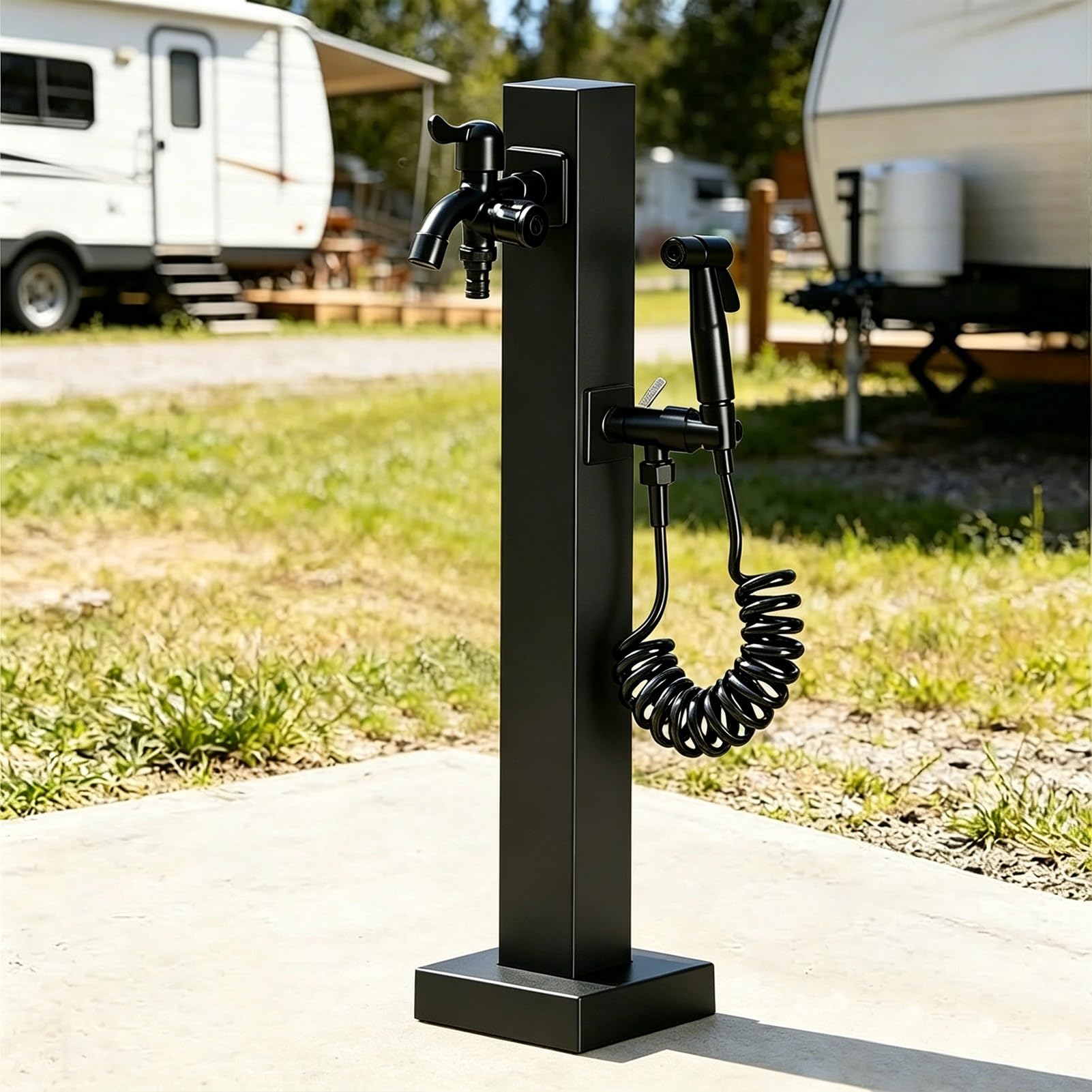 Lonmrrton E Column Garden Water Faucet, Freestanding Hos Stand Vertical Garden Tap, Outdoor Decorativ Hydration Sourc For Farm Backyard Irrigation And Washing, Side/Bottom Water Inlet(,Height: 60Cm/23.6In)
