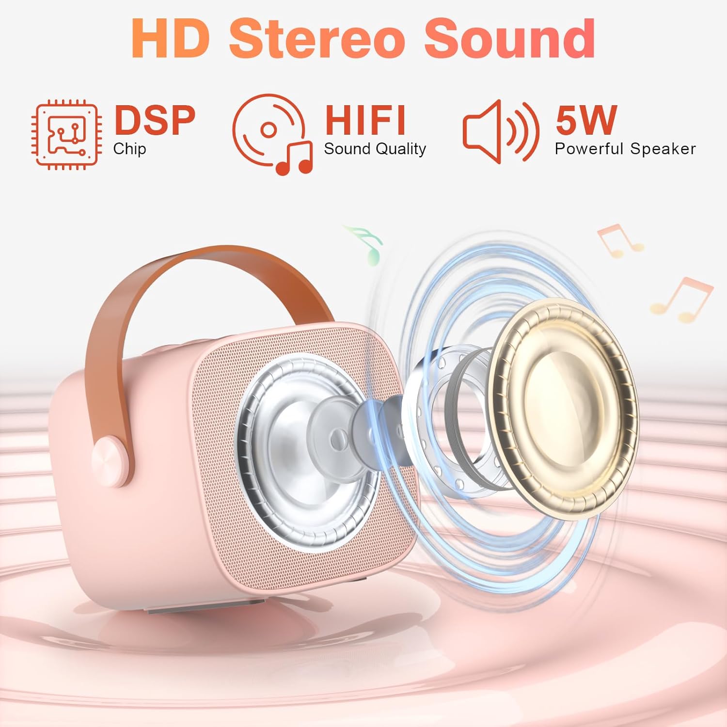 Mini Karaoke Machine for Kids, 2025 TOP Toys Christmas Birthday Xmas Gifts Ideas for Girls,Kids Karaoke Machine for Girls 8-12 Portable Bluetooth Speaker with 2 Wireless Microphones Toy for Kids 4-12 - Image 4