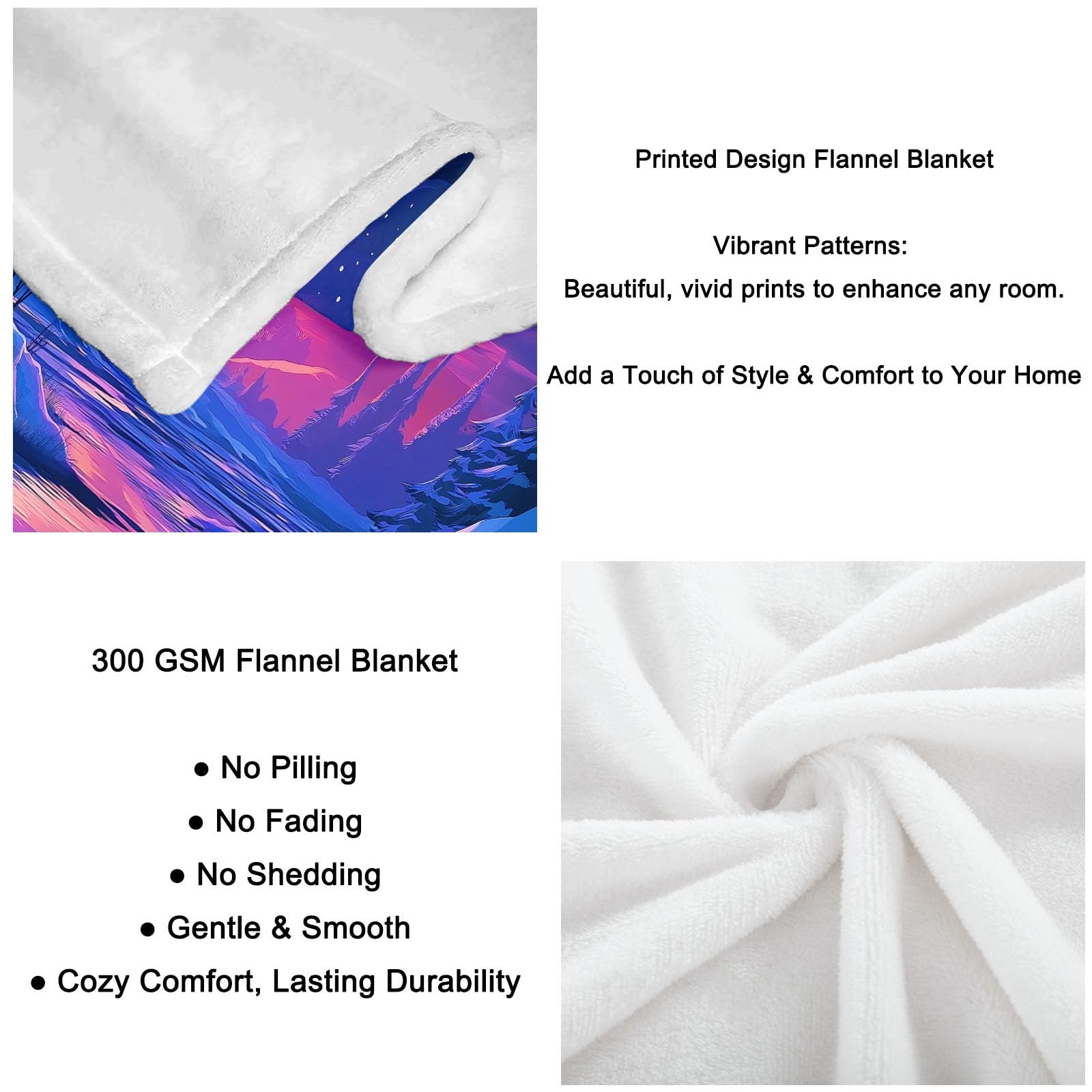 Manta de franela para paisajes de invierno, 220 x 240 cm, manta de forro polar de microfibra polar para todas las estaciones para viajes, sofá para viajar, cama, sofá para niños, adultos, azul zafiro