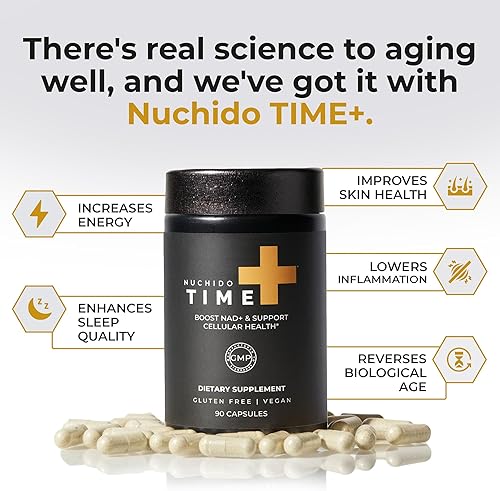 Miniatura 3 de Nuchido TIME+ NAD+ Suplemento para hombres y mujeres, fórmula avanzada para un envejecimiento saludable, energía, concentración, salud celular y