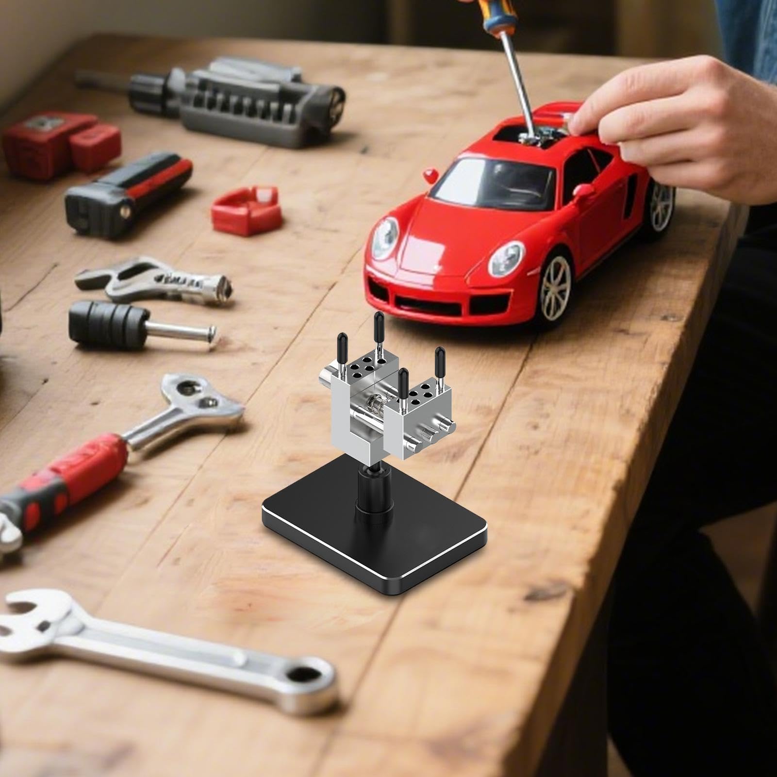 Tornillo de maquetas - mini pinza | Alicates de mesa de mano - Tornillo universal para arquitectura, trabajo de precisión, accesorios de modelismo, soporte extraíble, conjunto de herramientas de ocio
