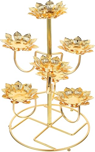 HOMSFOU Lotus Ghee - Lámpara de mantequilla para lámpara budista, candelero tibetano, latón tibetano, portavelas votivo, soporte para velas para