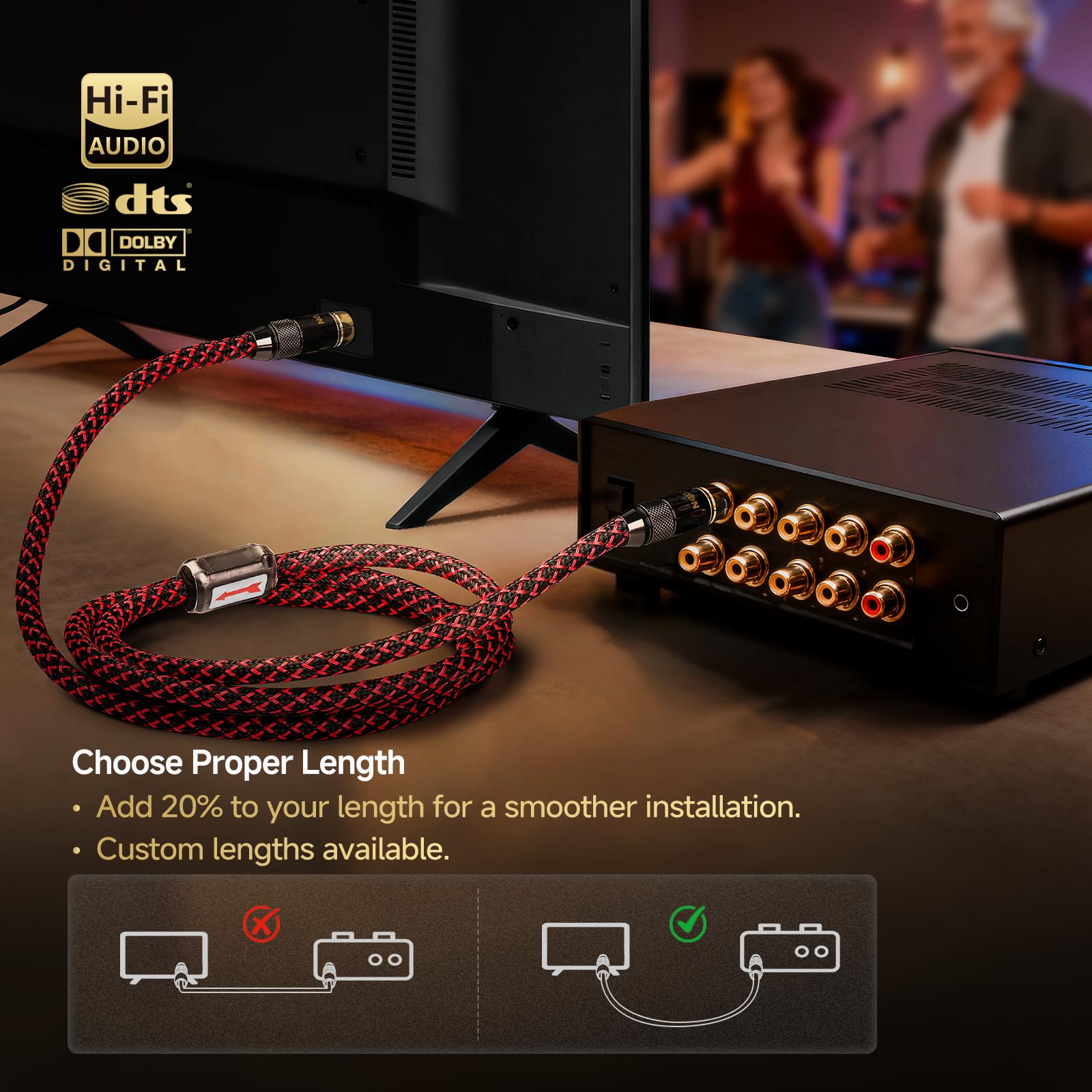 TODN Cyfrowy koncentryczny kabel audio HiFi do audiofilów 75 omów SPDIF Coax z rdzeniem OFC, podwójnie ekranowany, wtyczka pozłacana 24-karatowym złotem (1 m)