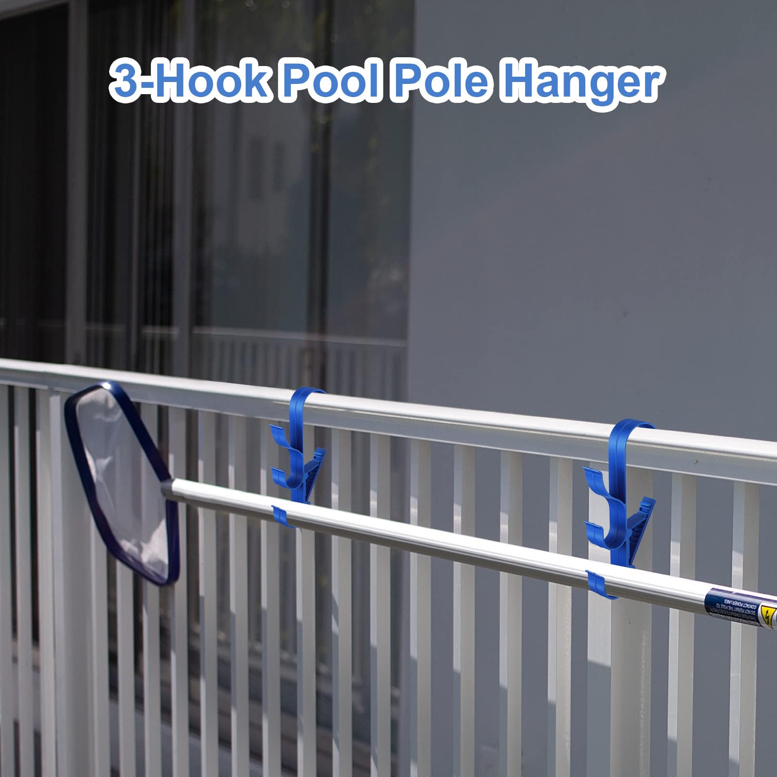 Ganci per piscina, portaoggetti per piscine, 30,5 x 13,5 x 3,5 cm, supporto resistente con set da 2 pezzi e clip per gancio a bordo piscina, uso esterno per foglie, rastrelli, reti, asciugamani