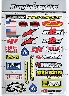 Kungfu Graphics Micro Sponsor Logo Racing Sticker Sheet Universal (7.2X 10.2 inch), White