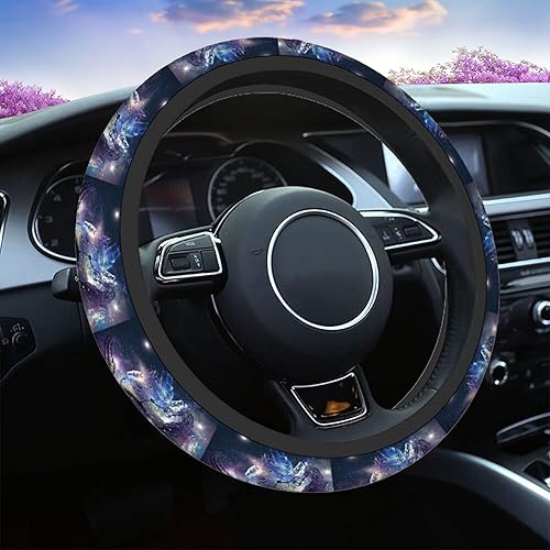 Miniatura 1 de Swono Dreamcatcher - Fundas para volante de automóvil, atrapasueños místico con espacio estrellado, color morado, accesorios interiores universales