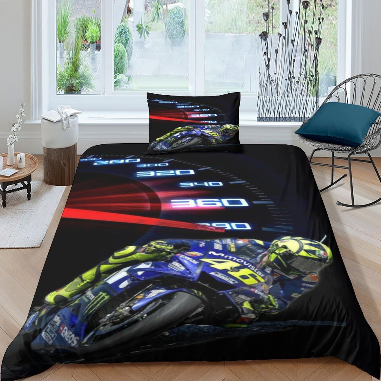 Housse de couette voitures de course anti-acarien lit enfant zippé